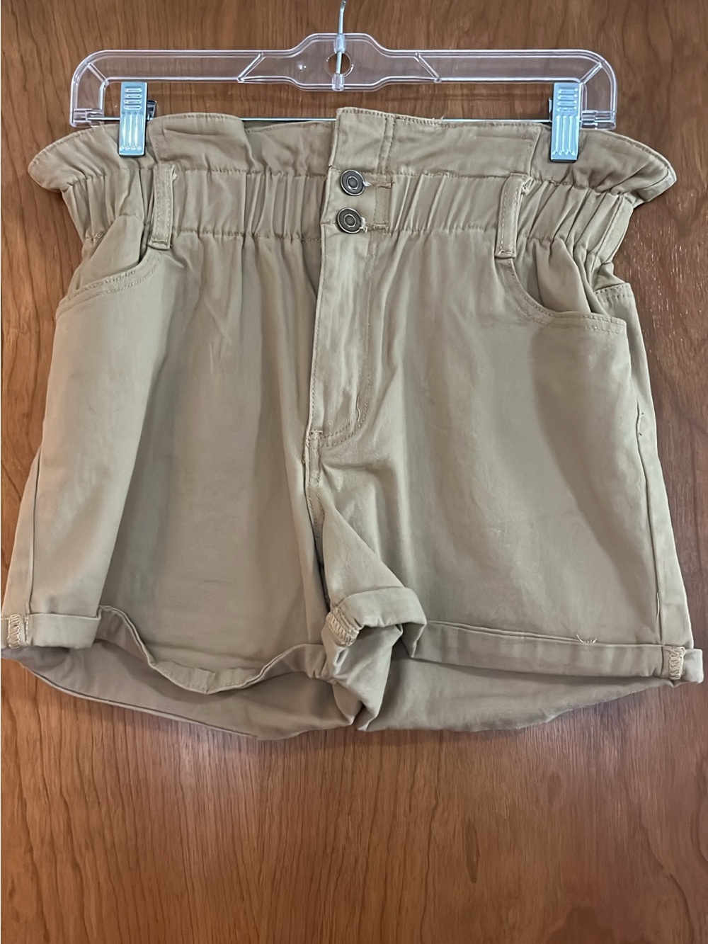 American Banzi LA Classic High-Waist Paperbag Shorts - Tan